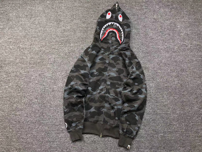 BAPE COLOR CAMO SHARK FULL ZIP HOODIE BLACK