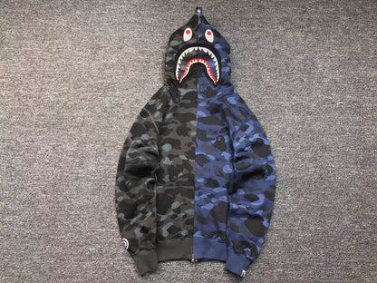 BAPE COLOR CAMO SEPARATE SHARK FULL ZIP HOODIE BLACK BLUE