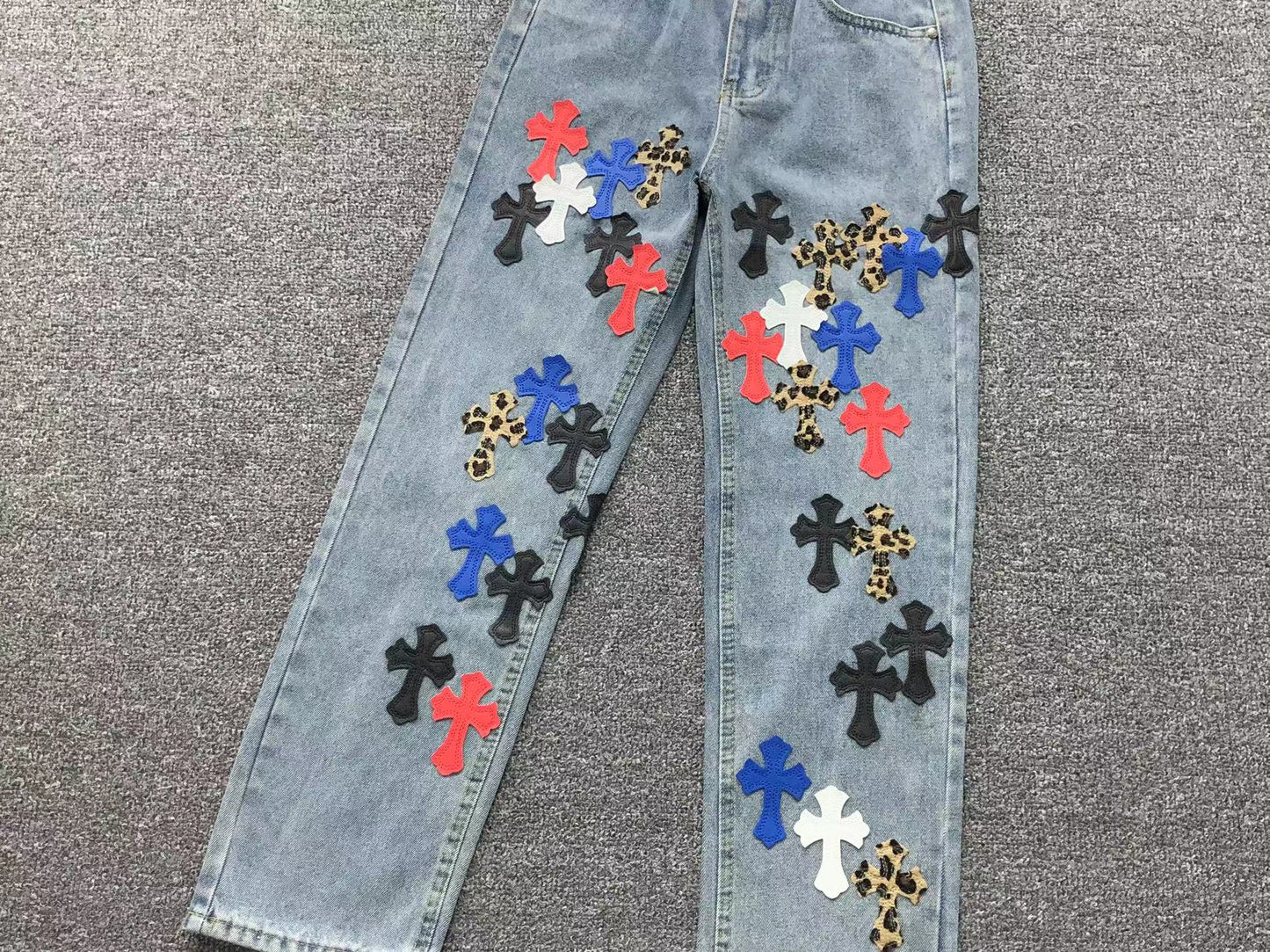 Chrome Hearts Cross Patch Pantalon Jeans Azul