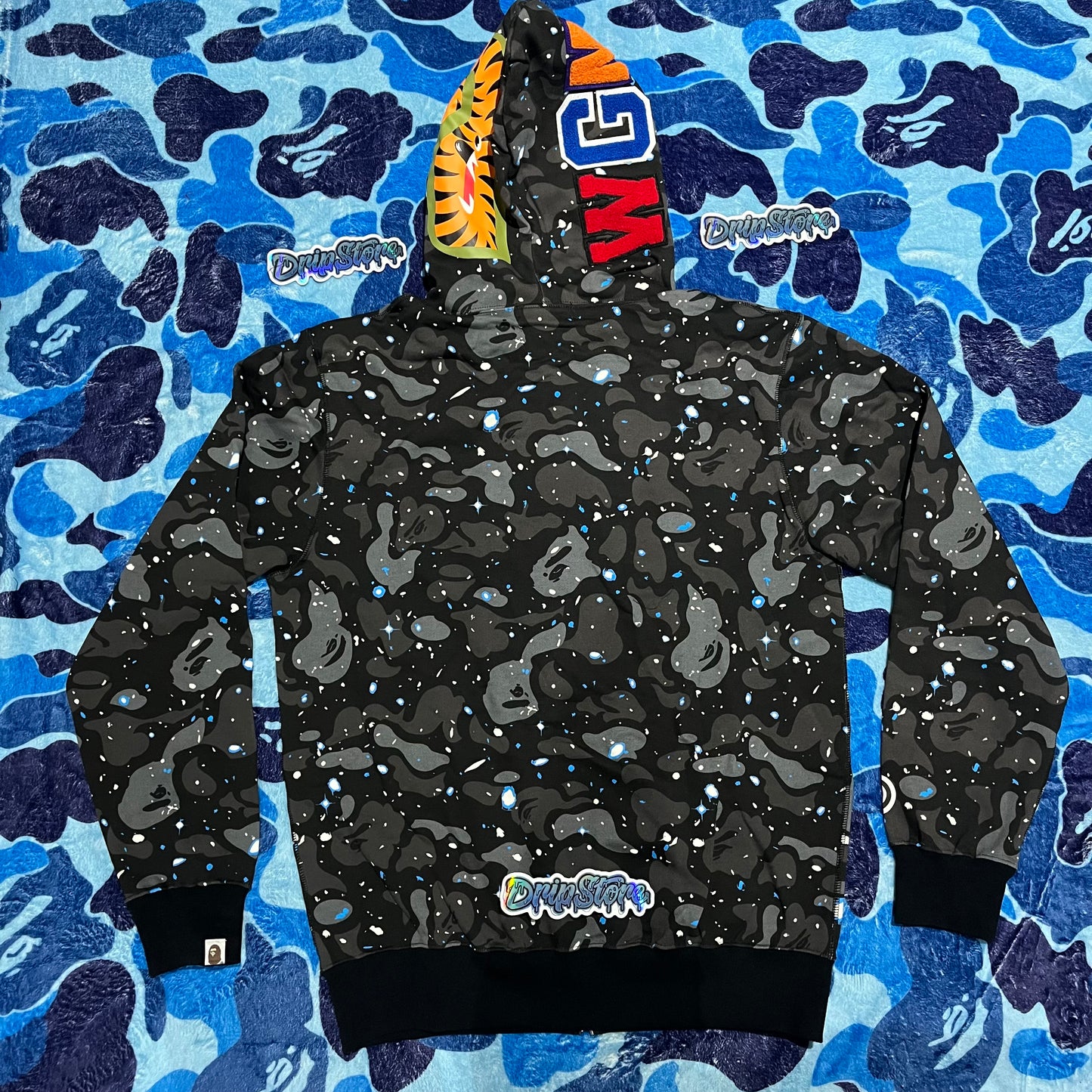 Campera Bape Space Camo Shark Full Zip Negro