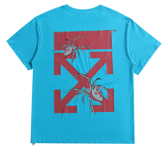 OFF-WHITE ARACHNO ARROWS T-SHIRT BLUE BURGUNDY