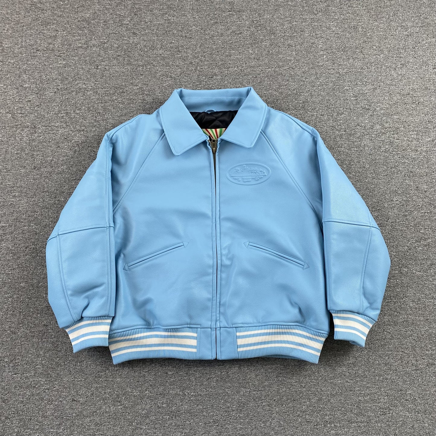 Corteiz-Leather-Jacket-Blue-2-Drip Store Argentina