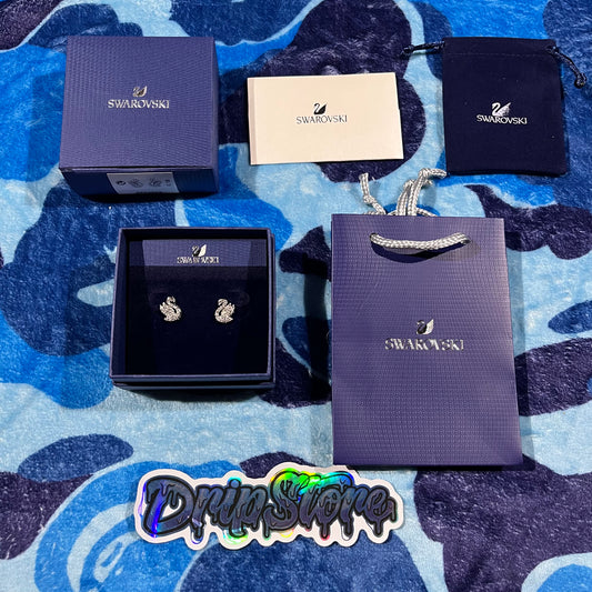 Aros Swarovski Swan Plateado