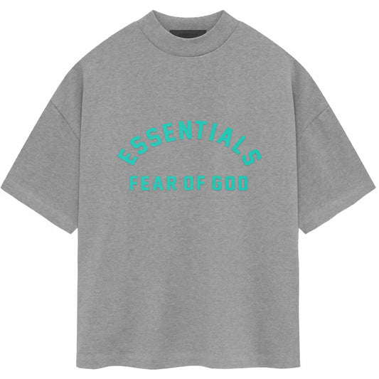 FEAR OF GOD ESSENTIALS HEAVY JERSEY TEE DARK HEATHER OATMEAL