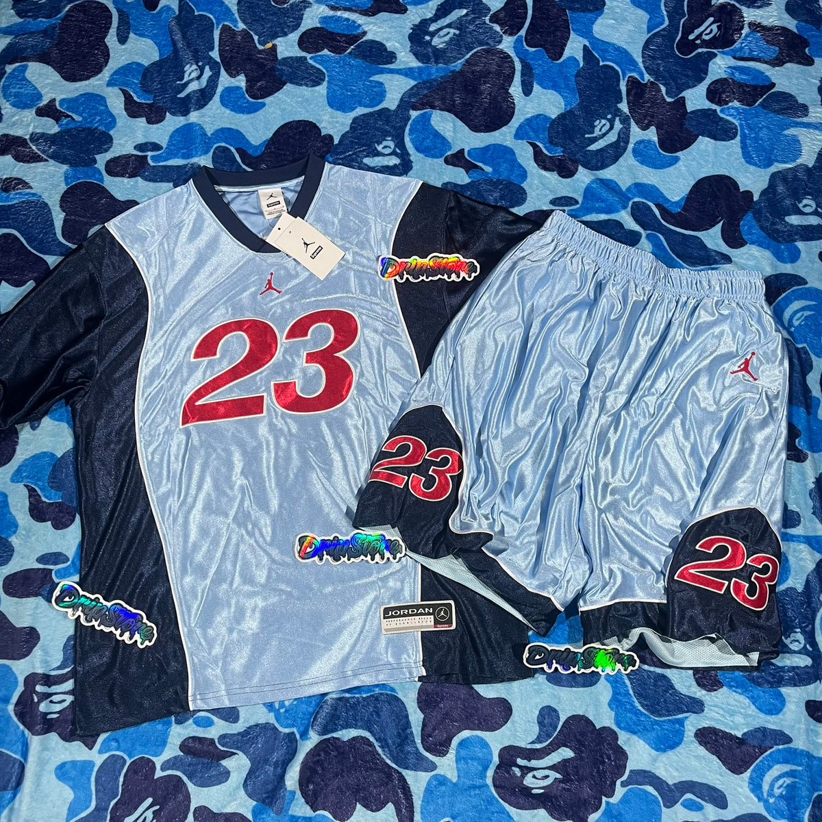 Conjunto Supreme Jordan Warm Up Celeste