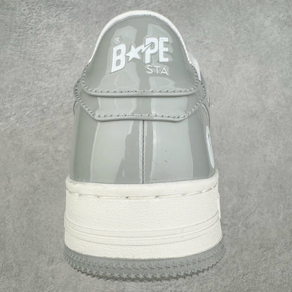 A Bathing Ape Bape Sta Patent Leather Blanco Gris