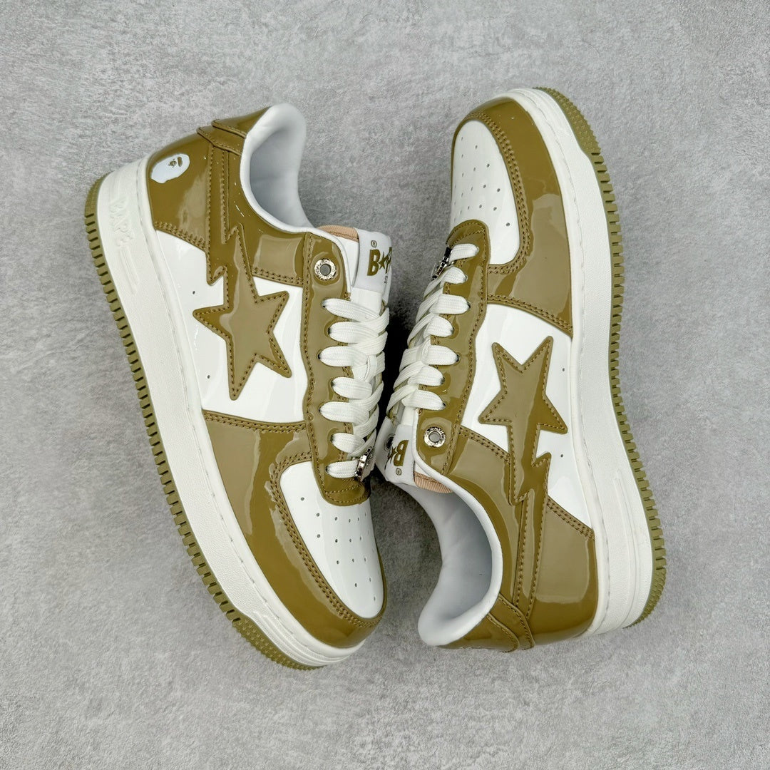 A Bathing Ape Bape Sta Patent Leather Blanco Khaki
