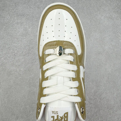 A Bathing Ape Bape Sta Patent Leather Blanco Khaki