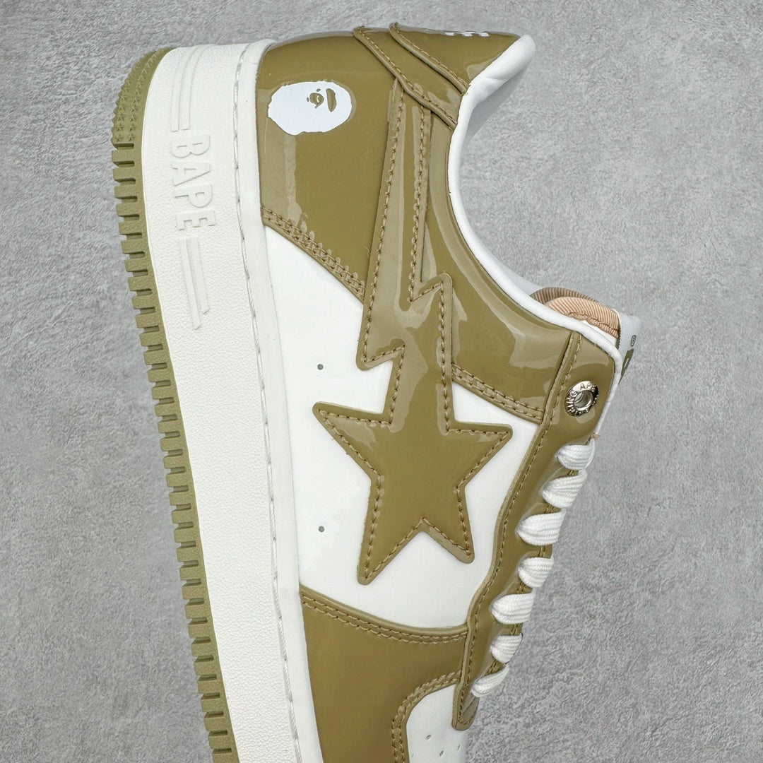 A Bathing Ape Bape Sta Patent Leather Blanco Khaki