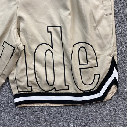 RHUDE COURT LOGO SHORTS BEIGE