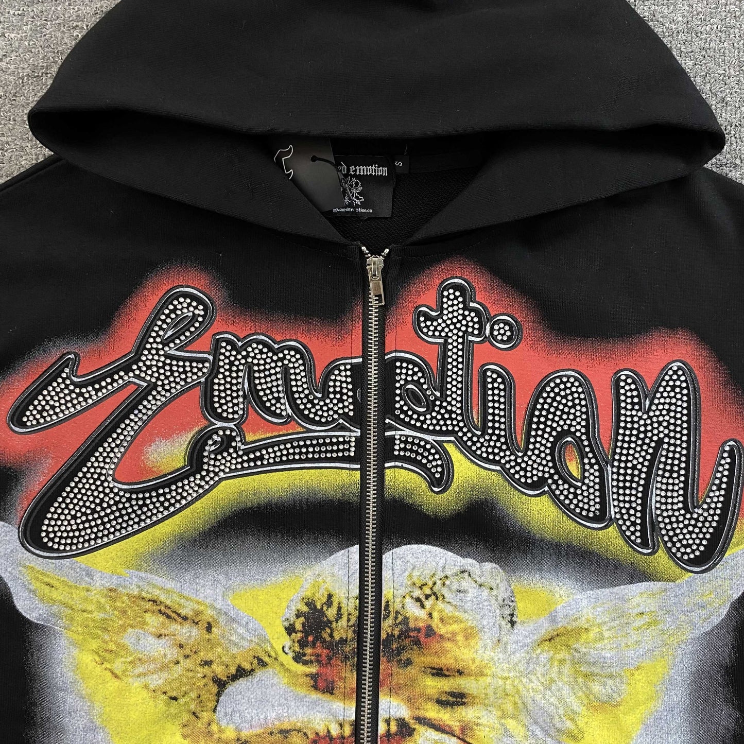 Campera Mixed Emotion Rhinestone Negra