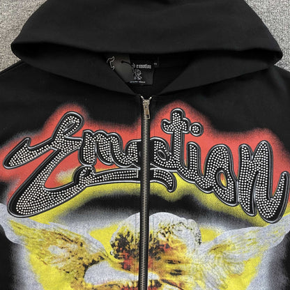 Campera Mixed Emotion Rhinestone Negra