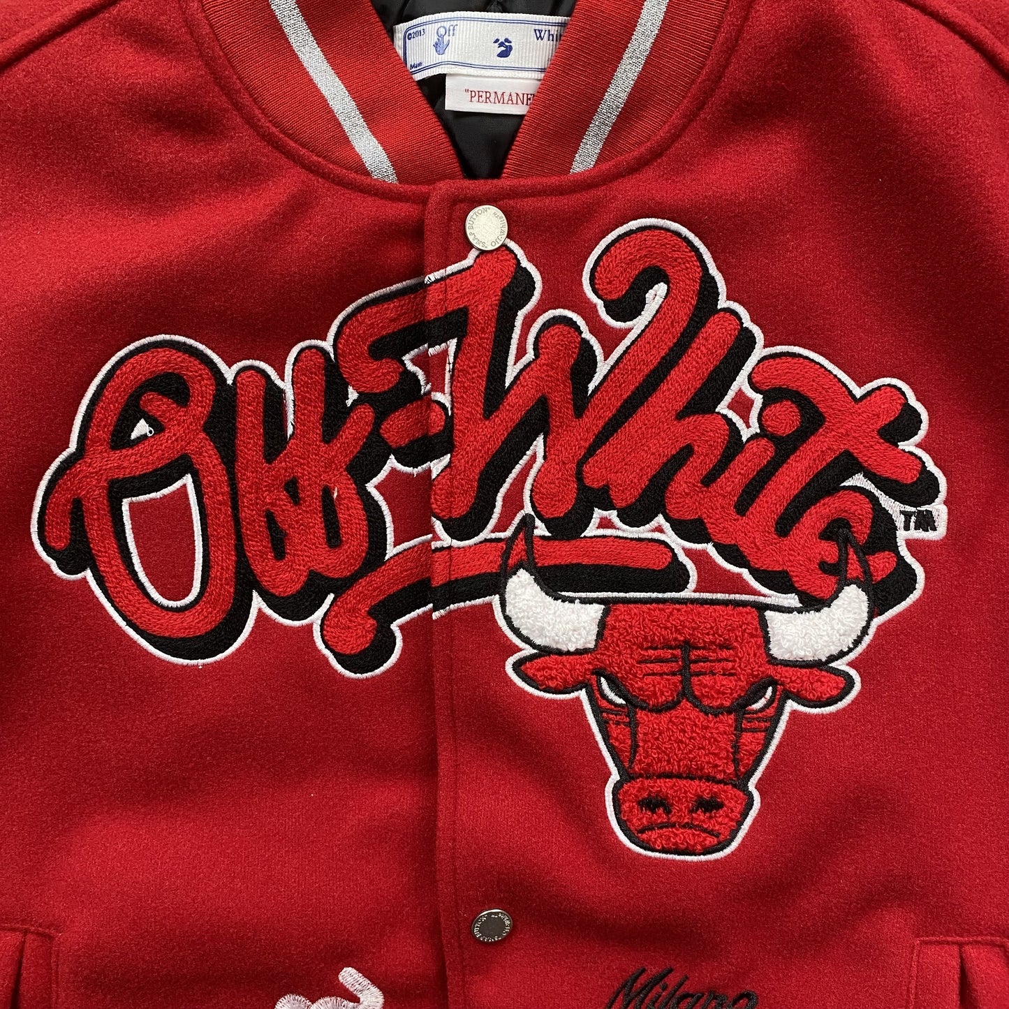 OFF WHITE CHICAGO BULLS VARSITY JACKET RED