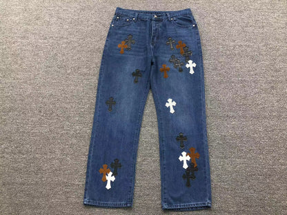 Chrome Hearts Cross Patch Pantalon Jeans Azul