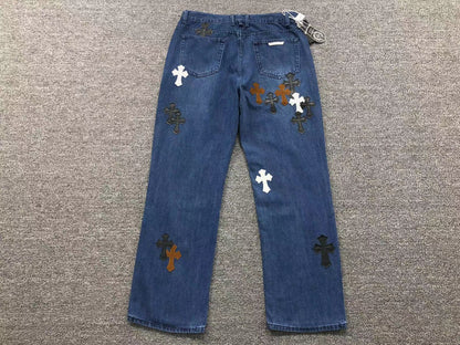 Chrome Hearts Cross Patch Pantalon Jeans Azul