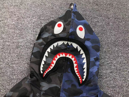 BAPE COLOR CAMO SEPARATE SHARK FULL ZIP HOODIE BLACK BLUE