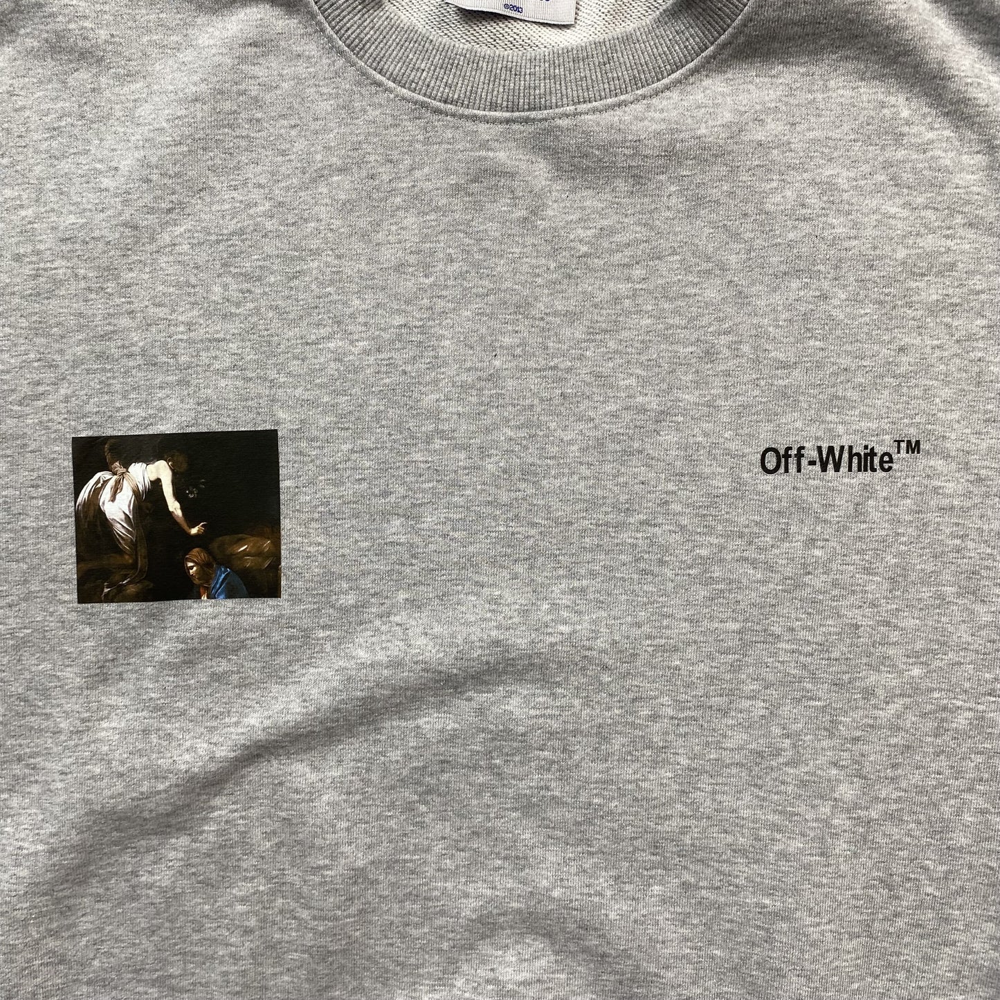 OFF WHITE CARAVAGGIO ANGEL CREWNECK GREY