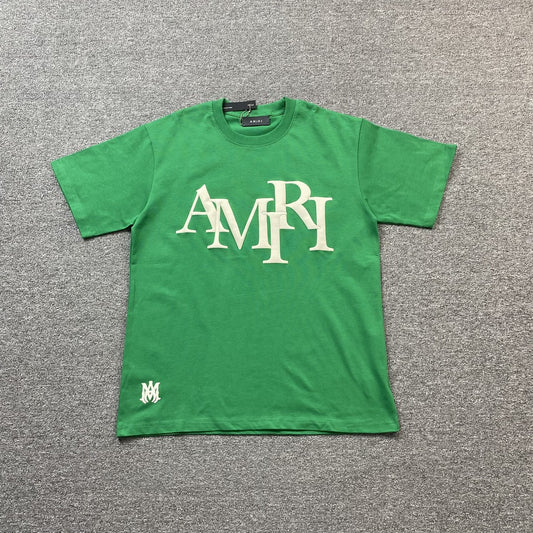 AMIRI STAGGERED LOGO TEE GREEN