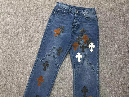 Chrome Hearts Cross Patch Pantalon Jeans Azul