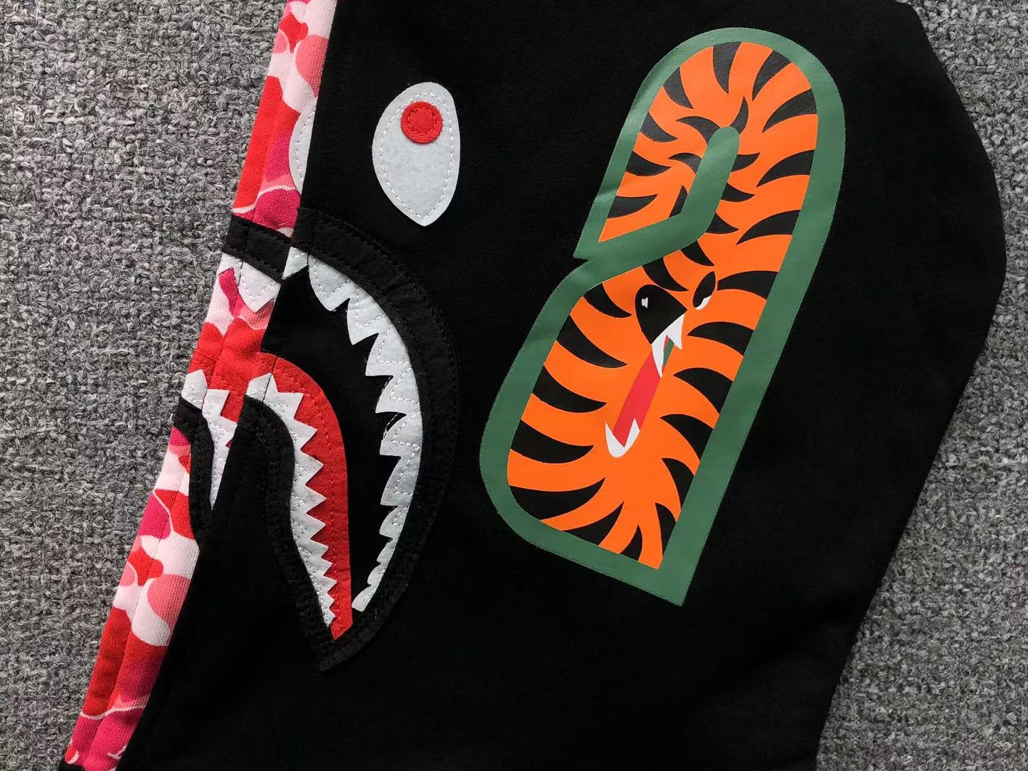 BAPE ABC SHARK FULL ZIP DOUBLE HOODIE BLACK PINK