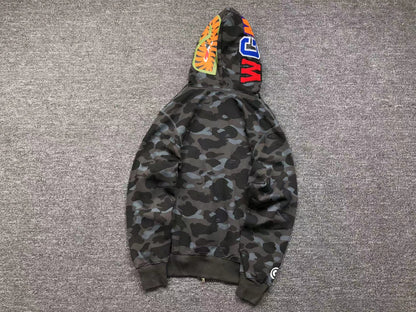 BAPE COLOR CAMO SHARK FULL ZIP HOODIE BLACK