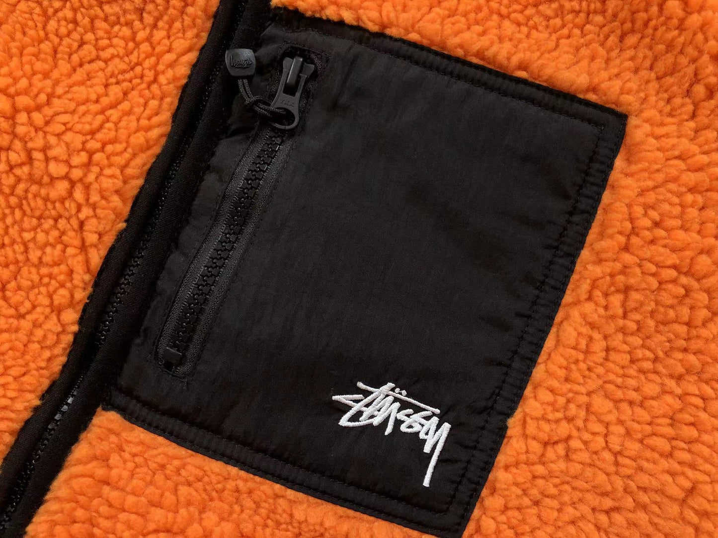 STUSSY 8 BALL SHERPA REVERSIBLE JACKET ORANGE