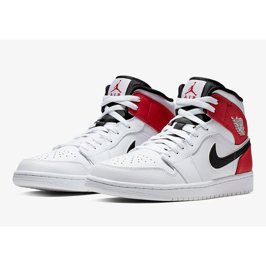 JORDAN 1 MID WHITE BLACK GYM RED