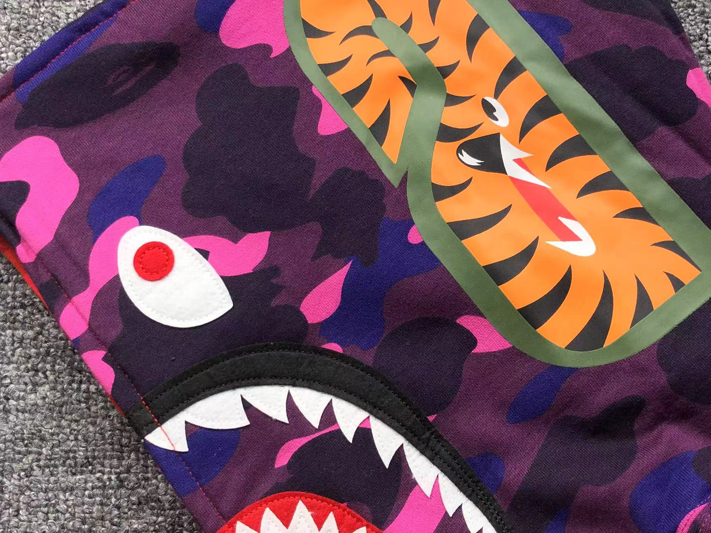 BAPE COLOR CAMO SEPARATE SHARK FULL ZIP HOODIE RED PURPLE