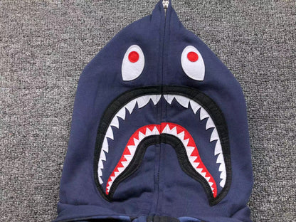 BAPE COLOR CAMO SHARK WIDE FULL ZIP DOUBLE HOODIE BLUE