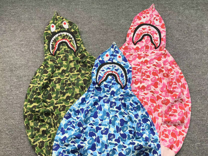 BAPE ABC CAMO SHARK FULL ZIP HOODIE PINK