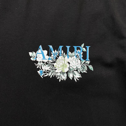 AMIRI FLORAL LOGO TEE BLACK