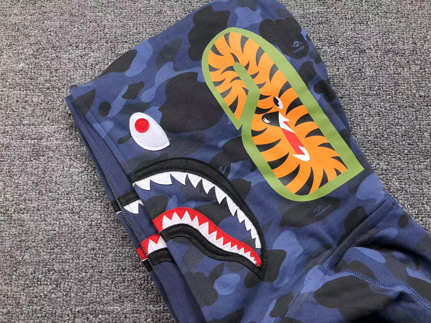 BAPE COLOR CAMO SHARK WIDE FULL ZIP DOUBLE HOODIE BLUE