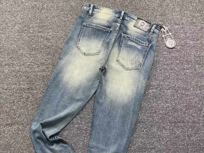 Chrome Hearts Cross Patch Pantalon Jeans Azul Lavado