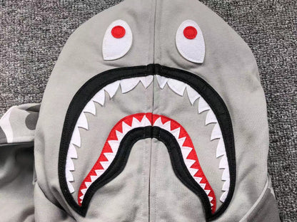 BAPE COLOR CAMO SHARK WIDE FULL ZIP DOUBLE HOODIE GRAY