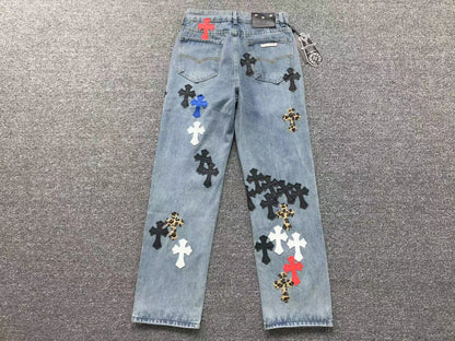 Chrome Hearts Cross Patch Pantalon Jeans Azul