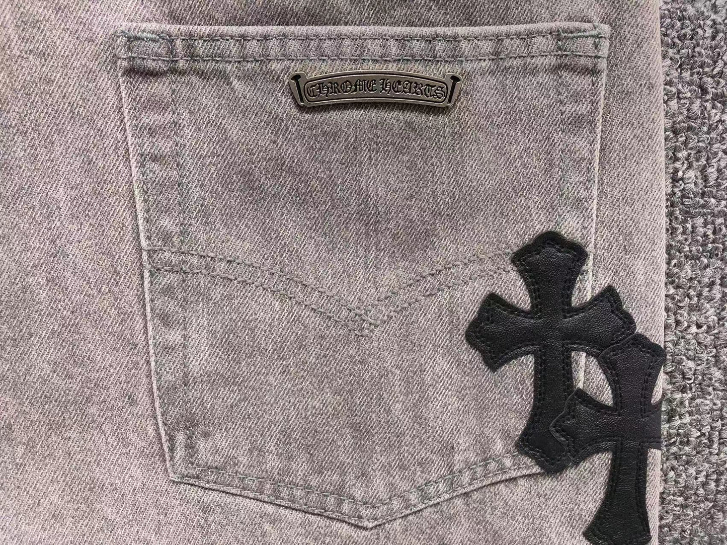 Chrome Hearts Cross Patch Pantalon Jeans Gris