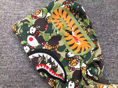 BAPE ABC CAMO HELLO KITTY SHARK FULL ZIP HOODIE GREEN