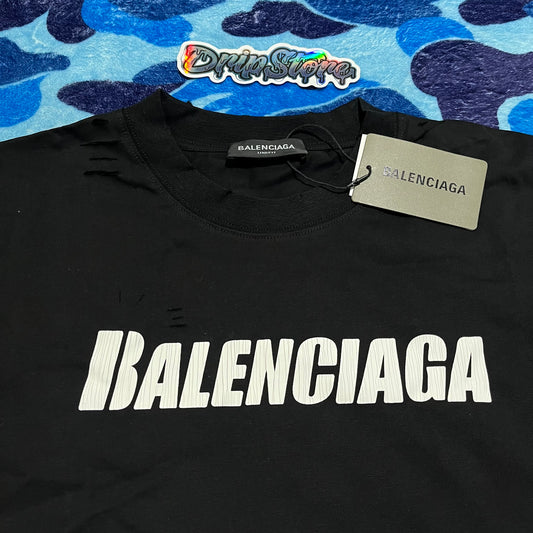 Remera Balenciaga Destroyed Flatground Negra