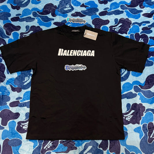 Remera Balenciaga Destroyed Flatground Negra