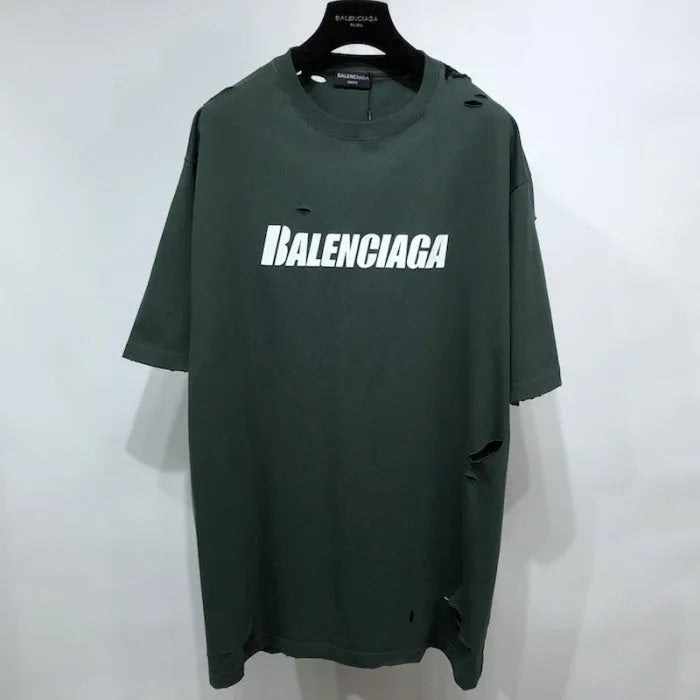 balenciaga-caps-destroyed-flatground-t-shirt-green-Drip Store Argentina