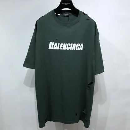 balenciaga-caps-destroyed-flatground-t-shirt-green-Drip Store Argentina