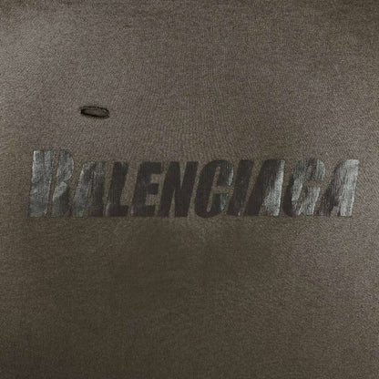 BALENCIAGA CAPS DESTROYED FLATGROUND T-SHIRT BROWN