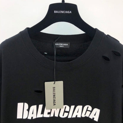 BALENCIAGA CAPS DESTROYED FLATGROUND T-SHIRT BLACK