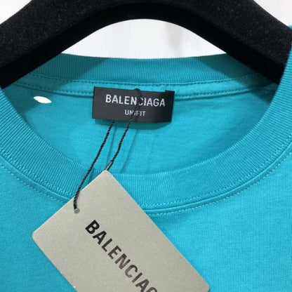 BALENCIAGA CAPS DESTROYED FLATGROUND T-SHIRT SKY BLUE