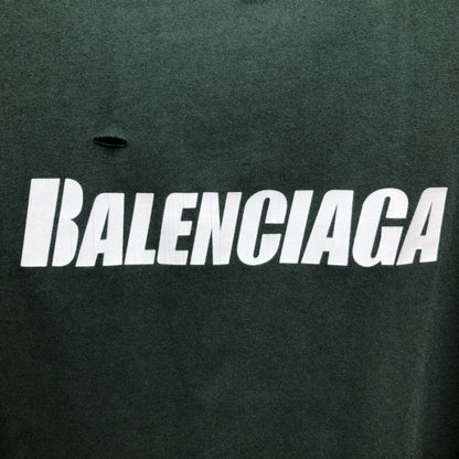 BALENCIAGA CAPS DESTROYED FLATGROUND T-SHIRT GREEN