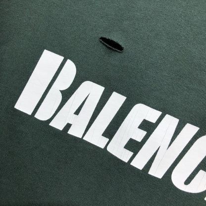 BALENCIAGA CAPS DESTROYED FLATGROUND T-SHIRT GREEN