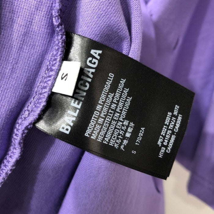 BALENCIAGA CAPS DESTROYED FLATGROUND T-SHIRT PURPLE