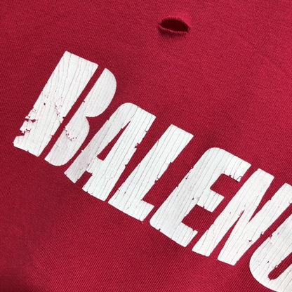 BALENCIAGA CAPS DESTROYED FLATGROUND T-SHIRT RED