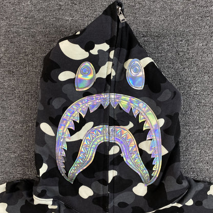 Campera Bape City Camo Shark Full Zip Negra