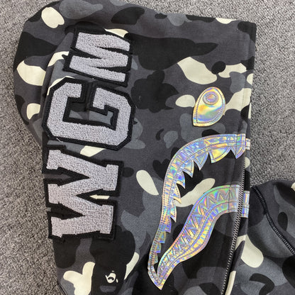 Campera Bape City Camo Shark Full Zip Negra